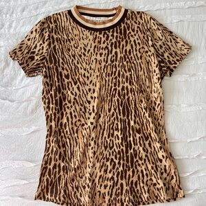 Zimmermann Brown and Tan Animal Print Short Sleeve Top